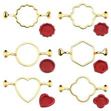 1pc Wax Seal Stamp Mold Circular Frame Holder Metal Ring Stamp Head Wax Granule Cover Shaper - Gold - View 3