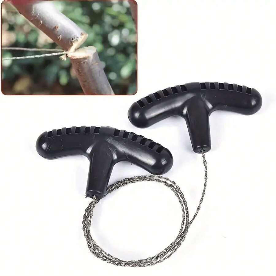 1pc Compact Ultra-Light Steel Wire Saw: Multipurpose Wood & Branch Cutter For Camping, Hiking And Emergency Use - màu đen - Xem 1