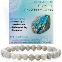 1PCS   6mm Natural Stone Obsidian Amazonite Bead Bracelet With Elastic Cord And Card - Flashstone - Xem 3