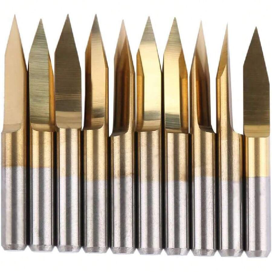 Broca para grabado grabado CNC de titanio recubierta de acero de tungsteno 175 mm con punta de 3.175 mm 30° 0.2 mm (10pcs),37268662 - Rosa vieja - Ver 1