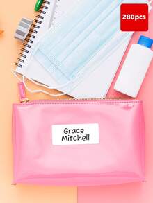 1-280pcs Customized Name Label Stickers, Suitable For Small Businesses, Summer Camps, Gym Bags, Office Supplies, Product Packaging, Transparent And White Paper Options, Tear-Resistant, No Residue Adhesive, Suitable For Entrepreneurs, Teachers, Families, Custom Name Stickers For Back-To-School Organization And Branding,Wallpaper Stickers Wall - Rose Red - View 22