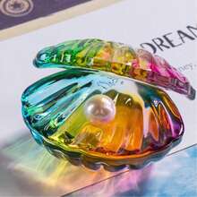 1pc Vivid Crystal Faux Pearl Shell Decor, Glass, 3D Open Shell Sculpture Reflecting, For Indoor Decoration, Wedding & Party Decor, Sun Catcher, Party Decoration, Lively Shell Design, Glass - Multicolor - View 10