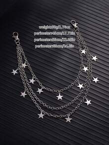 1pc Punk Style Fashion Star Pendant Waist Chain, Double Layer Pants Chain, Unique Metal Double Layer Chain, Hip Hop Skirt Accessory Pants Chain Summer, School Fall, Autumn, Halloween