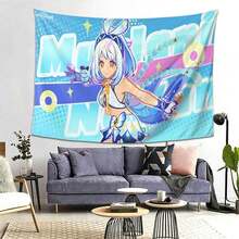 1pc Mualani Anime Tapestry - Peach Beige Fabric Wall Hanging With Manga Character Art, Cute Mualani & Iconic Outfit Design For Room Decor, Parties, Gifts For Anime Fans (Soft Pastel Colors, Retro Aesthetic) - màu đen - Xem 5