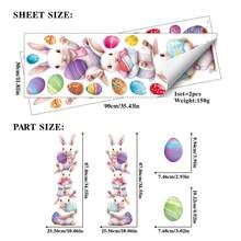 2件套 大号可爱兔子和复活节彩蛋叠层贴纸，DIY可移除窗贴，适用于家居、商店、酒店窗户装饰 - 彩色 - 查看 13