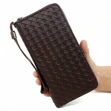 长款钱包，时尚编织纹理，多功能大容量拉链手拿包，情人节礼物 - 彩色 - 查看 3