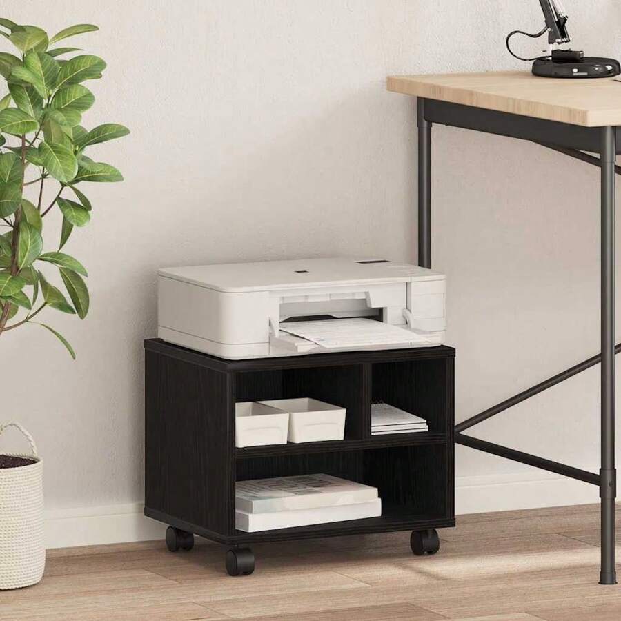 vidaXL Soporte d'imprimante con almacenamiento marrón negro 41 x 32 x 33,5 cm - Negro - Ver 1