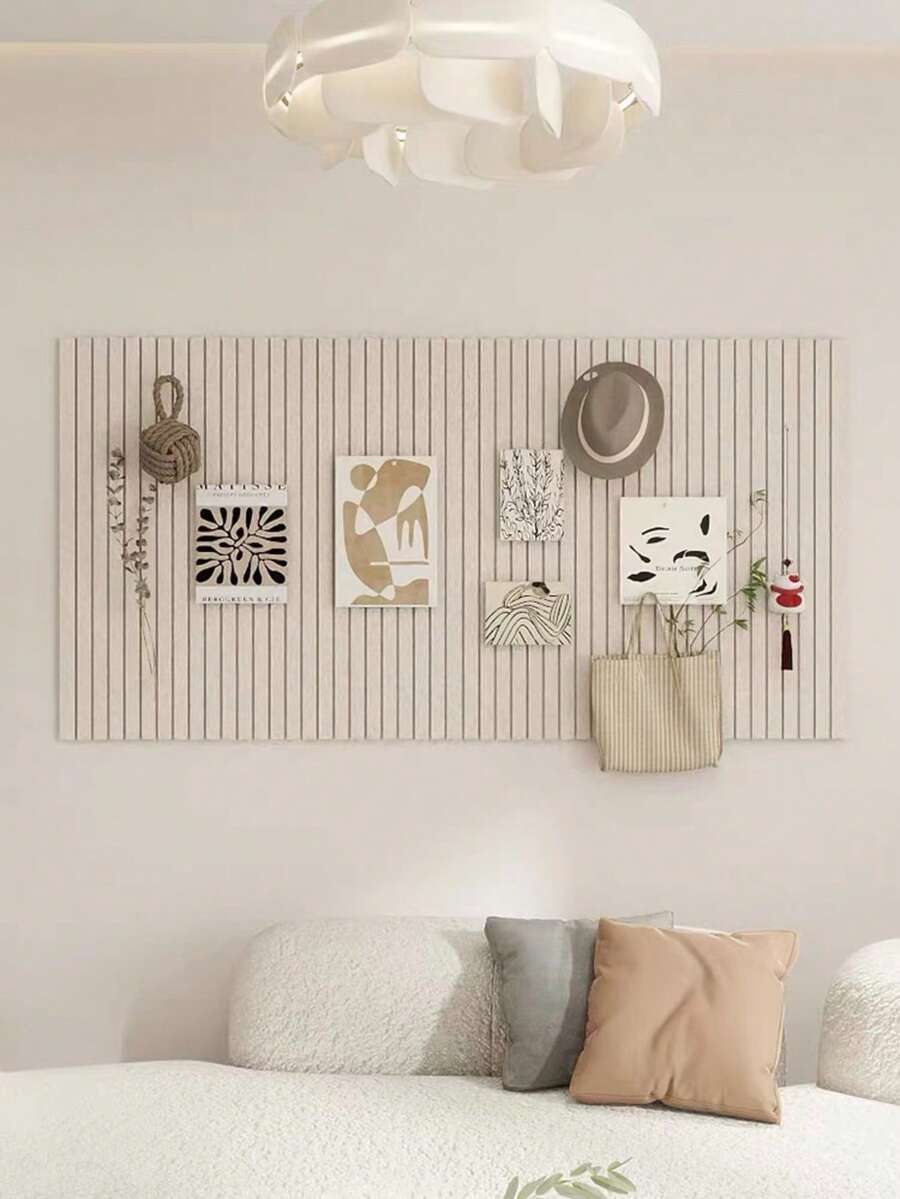 1pc Large Size Decorative Board, Multi-Purpose Vertical Striped Felt Board, Office Memo Board, Bulletin Board, Cork Board, Pin Board, Vision Board, Back To School - Multicolor - View 1