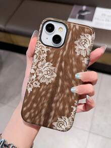 1pc Nature Inspired Deer Print Glossy Soft Protective Phone Case, Compatible With IPhone 11/12/13/14/15/16/17 Pro Max - Multicolor - View 2