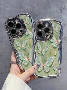 Oil - Painting - Style Green Butterfly Phone Case Suitable For 17 Pro Max 17 Air 17Pro 16, 15, 14, 13, 12, 11, PRO MAX, As Well As X, XS, PLUS - Nhiều màu - Xem 3