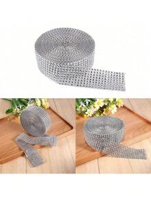 EstiloTendenciaRollo De Cinta De Malla De Diamantes De ImitacióN De 10 Yardas, Cintas De Malla Brillante Para Proyectos De Artes Y Manualidades (Plata)Calidad PremiumVersióN Mejorada - Aire - Ver 8