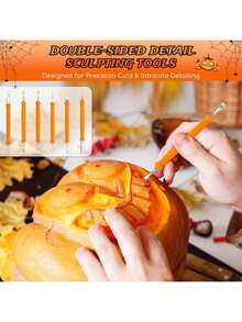 EstiloHangerSpace - Kit De Tallado De Calabaza, 24 Piezas De Herramientas Profesionales De Acero Inoxidable Para Halloween, Juego De Herramientas De Calabaza Jack-O-Lanterns, Herramientas Seguras Y FáCilesVersióN Mejorada - 1 - Ver 3