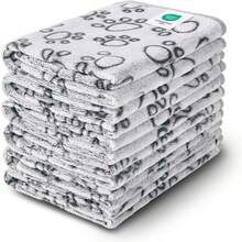 1 paquete de 6 mantas de forro polar suave y esponjoso para mascotas, cálida y linda, diseño de estampado para cachorros, gatitos, patas grises, talla M (30 x 20) - Gris Oscuro - Ver 1