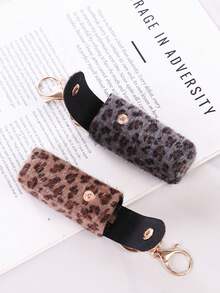 1Pc Women'S Leopard Print Lipstick Box Lipstick Holder Pendant Keychains Bag Charms,Elegant Cosmetic Storage Kit Makeup Travel Cases Organizer Bag For Purse,Travel Lipstick Case For Makeup Organization,Perfect Gift For Women,Suitable For Everyday Use,Mother'S Day Gifts,Gifts For Your Loved One - Multicolor - View 5