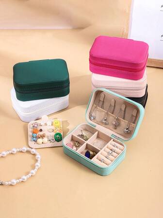 Portable Travel Jewelry Box Necklace Earrings Ring Jewelry Organizer Display Pu Leather Storage Large Capacity Jewelry Case