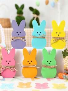 3pcs Wooden Rabbit Desktop Decor Set, Suitable For Holiday Party Decoration, Multi-Tier Tray Decor, Can Be Used For Holiday Party, Home Decor, Farmhouse Style Desktop Decoration, Also Can Be Easter Gift, Valentine's Day Gift, Birthday Gift, Mother's Day Gift, Graduation Gift - Multicolor - View 1