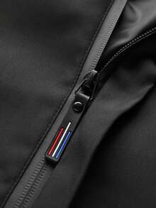 1pc Men's Casual Lightweight Solid Color Hooded Long Sleeve Jacket, Spring/Autumn - Black - View 7