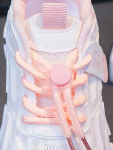 ‌Zapatillas deportivas infantiles para niñas y niños con diseño de detalles rosas y blancos, suela resistente, antideslizante y cómoda.‌ - Blanco - Ver 10