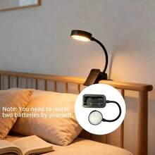 1pc 4-LED Clip-On Reading Light, White, 3 Color Temperatures, Dimmable, Mini Clip-On Reading Lamp, Bedside Lamp, Home, Reading Illumination 300mAh - Black - View 9
