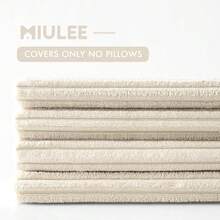 [Free Shipping]MIULEE Boho Farmhouse Throw Pillow Covers 18x18 Inch Set Of 4 Mordern Nordic Cushion Covers Soft Corduroy Christmas Home Decor For Couch Bed Sofa Living Room Cream White - 奶油白 18吋 x 18吋 4件裝 - 查看 7