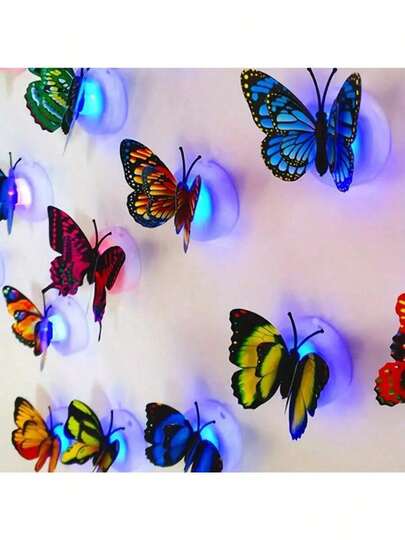 20pcs 3D Glow In The Dark Double Wing Butterflies, Home Decor, Glow Butterflies, Birthday Gift, Birthday Party, Home Decoration, Wedding Decoration, Holiday Decoration, Random Style, Assorted Colors