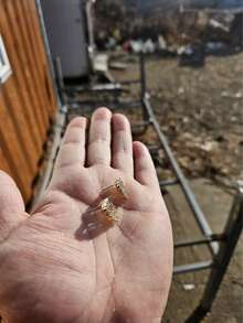 2pcs Elegant Women's Earrings With Hollow Heart, Rhinestone Inlaid Letter Design - Gold - View 2