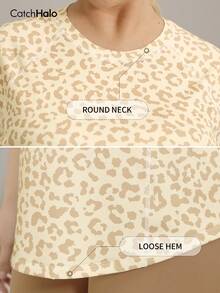 Áo thun thể thao tay ngắn in họa tiết da báo cỡ lớn dành cho nữ, chất liệu mềm mại, co giãn, nhanh khô, thích hợp cho hoạt động thể thao ngoài trời. - Nhiều màu - Xem 7