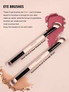 MAANGE 4/5支双头柔软天然合成纤维化妆刷套装，包含面部刷、散粉刷、腮红刷、遮瑕刷、修容刷、鼻影刷、高光刷、粉底刷和细节刷。二合一便携多功能化妆刷，适合居家或旅行使用，美容必备，馈赠佳品，专业化妆刷，完整化妆套装 - 彩色 - 查看 11