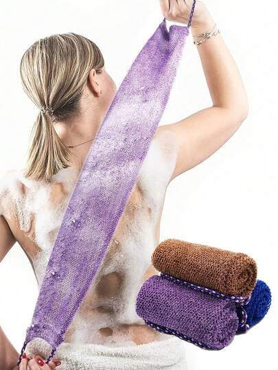 1个非洲丝瓜络海绵，非洲去角质沐浴背部按摩器，带挂绳的沐浴丝瓜络身体按摩器，带挂绳手柄的非洲去角质丝瓜络，男女通用长款沐浴海绵，令肌肤光滑洁净，多功能去角质洗脸巾，弹性背部按摩器，适用于淋浴、清洁肌肤和按摩 - 男女皆宜，适合圣诞节、冬季、粉色、毕业季等场合。