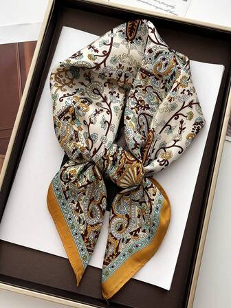 1pc Ditsy Floral Neckerchief Scarf For Women, Spring/Autumn, Versatile For Shirt Matching, Neck Protection