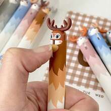 Dongmi's New Cute Pet Deer Push-Up Gel Pen, High-Value Appearance Cute And Funny Stress-Relieving Brush Pen, 0.5mm Quick-Drying Black Pen, Suitable For Students To Take Notes And Brush Questions - Black - View 6