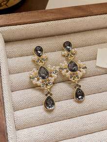 1 Pair Vintage Tassel Water Drop Earrings, Fashionable Luxury Personalized Versatile Unique Elegant Earrings For Women - Gold - View 5