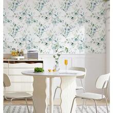 HAOKHOME Papel pintado de pared con hojas de eucalipto verde y blanco decoración bohemia para el hogar cuarto de bebé 45 x 300 CM - FloralVerdeBlanco - Ver 2