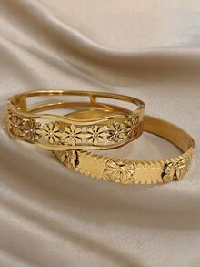 Bộ vòng tay bằng thép không gỉ mạ vàng 18K sang trọng, thanh lịch, họa tiết hoa rỗng và hình học, phù hợp cho nữ, thích hợp làm quà tặng Ngày Valentine, tiệc tùng, dạ hội, đeo hàng ngày, lễ hội, năm mới, đám cưới, đi biển, Giáng sinh, kỷ niệm, quà tặng mẹ, trang sức phong cách Boho, quà sinh nhật, quà tặng phù dâu và nhiều dịp khác. - Nhiều màu - Xem 7