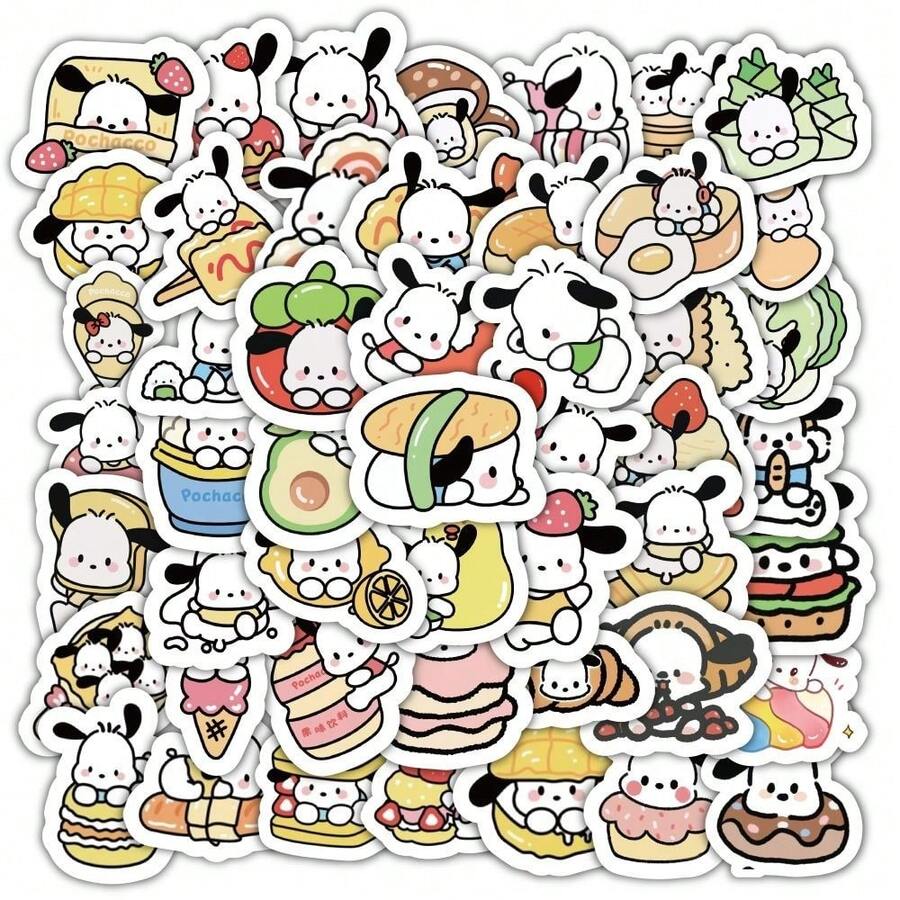 SANRIO 60 miếng dán hình Pochacco - Hình dán hoạt hình dễ thương dùng cho DIY & trang trí, đồ dùng sổ lưu niệm, văn phòng phẩm sổ lưu niệm, hình dán ngộ nghĩnh, hình dán máy tính xách tay, hình dán điện thoại Kindle. - 60 CÁI - Xem 1