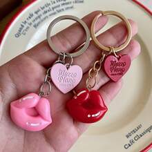 Heart Lip Print Keychain, Cartoon Animal Resin Animal Accessories, Durable Keychain, Decorative Birthday Gift Card Clip Keychain Set, Suitable For Bags And Car Keys - Multicolor - View 5
