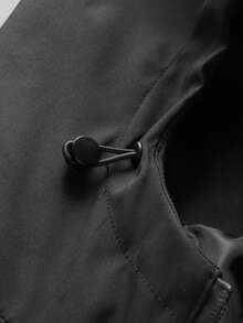 1pc Men's Casual Lightweight Solid Color Hooded Long Sleeve Jacket, Spring/Autumn - Black - View 6