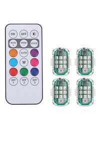 RGB无线9灯LED闪光灯条，带遥控器 - 8种颜色变换模式，USB供电，适用于汽车、卡车、摩托车、无人机、派对和活动 - A - 查看 8