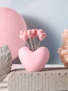 10pcs Heart-Shaped Fruit Forks Stainless Steel Dessert Forks Set, Home Kitchen Utensils, Suitable For Parties, Weddings, Gifts - Multicolor - View 6