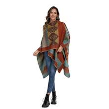 Shawl Wraps For Women, Elegant Knitted Cape Open Front Poncho Scarf Blanket Cardigan Coat For Spring, Autumn, And Winter,OrangeBlue2 - 橘藍2 - 查看 6