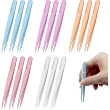 15PCS Multi - Colors Plastic Tweezers, Plastic Fuse Beads Forceps Jewelry Making Family, Handmake Beads Crafts Tweezers/Manual Game Beading Projects - Hồng, trắng, xanh dương, tím, cam - Xem 7
