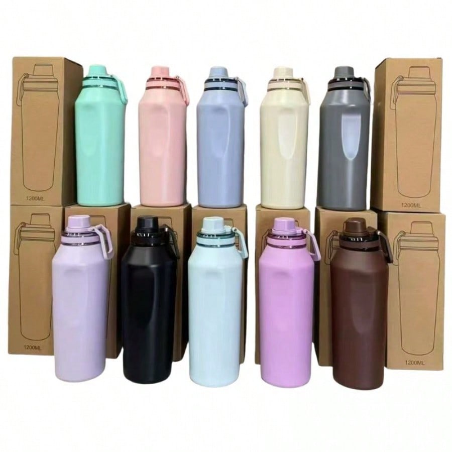 Botella Deportiva de Acero Inoxidable 1200ml Recubrimiento en Polvo. Envío por color especificado