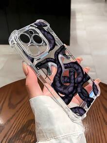 Funda con diseño de Serpiente Oscura, compatible con iPhone 16, 15, 14 Pro Max, 13, 12, 11, XR y XS Plus. Fabricada en silicona TPU, ofrece protección contra golpes y caídas, además de una excelente sensación al tacto. Es el regalo ideal para familiares, amigos y seres queridos. - transparente - Ver 1