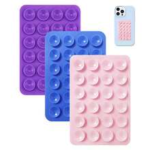 3pcs Silicone Suction Cup Phone Holder, Waterproof Sticky Base Suitable For Most Phones, Universal Finger Grip For Selfie & Video, Black/White/Light Pink