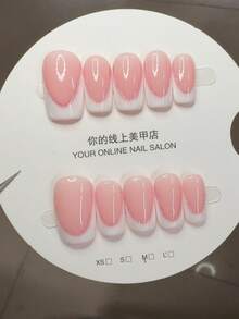 10片手工方形亚克力美甲贴片，中号，极简粉色美甲，V形白色法式美甲，闪粉镶边，前卫优雅简约春季美甲，夏季美甲贴片，冬季假指甲，节日美甲，圣诞节美甲，派对日常及约会适用，海滩热带度假风，DIY美甲，适合女性和女孩作为礼物，美甲用品，手工美甲贴片 - 彩色 - 查看 2