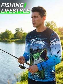 UPF 50+ Breathable & Comfortable Fishing Long Sleeve Shirt, Outdoor Sports Tee For Men, Summer - Black - View 7