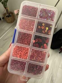 Glass Seed Beads Tube Beads Set, 10 Types Assorted Glass Beads With Sequins For Jewelry Making, Seed Bead Kit For DIY Bracelets, Necklaces, Waist Bead Making Kit Craft Supplies - Đỏ - Xem 4