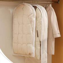 White Compressible Garment Dust Cover, Transparent Visible Suit Protector, Dust-Proof And Moisture-Proof Material With Hooks, Space-Saving Suit/Jacket/Outerwear/Down Jacket Garment Cover, Suitable For Bedroom Closet/Walk-In Closet/Seasonal Storage/Moving/Travel, Durable Lightweight Reusable Clothing Organization Bag
