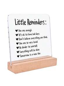 1pc Healing Encouragement Acrylic Ornament Sign With Wooden Base, Encouraging Quote Design Decoration, Thoughtful Gift For Family & Friends, Self-Encouragement, Home, Desktop, Office, Dormitory Decoration - Multicolor - View 13