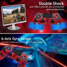 Wireless Game Controller For P-4/S-4/PC, High Precision Gamepad With Turbo Function, Touch Pad, 3.5mm Audio Jack, Non-Slip Handle, Dual Shock Vibration, 3D Joystick, 6-Axis Motion Control, Ergonomic Gaming Remote Gift For Men Kids (Camouflage Red) - #1 - Xem 6